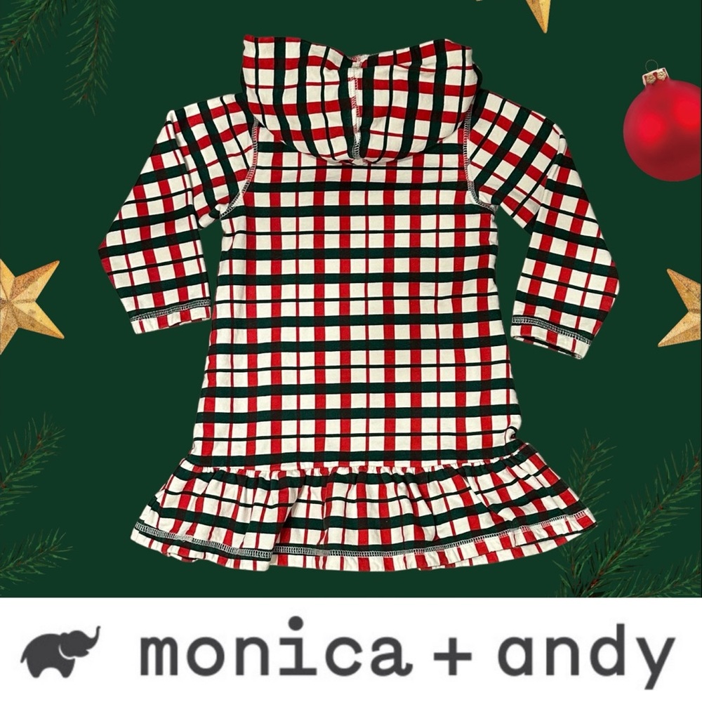 Monica & Andy Green & Red Plaid Hooded
Ruffle Sweatshirt Dress, Size 3, MSRP $30 - Picture 2 of 5